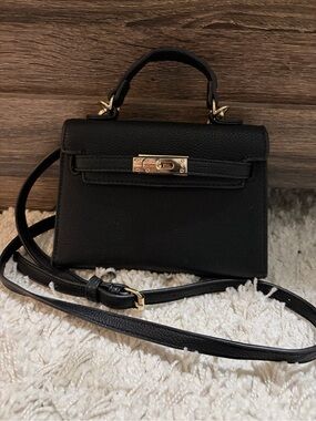Taylor Black Purse - Mini Top-Handle Crossbody Bag with Gold Hardware
